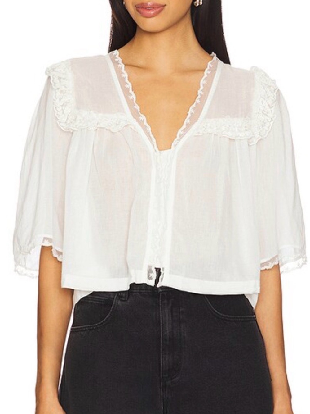 Free People Luna Cropped Top (Lace & Cotton)
